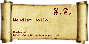 Wendler Holló névjegykártya